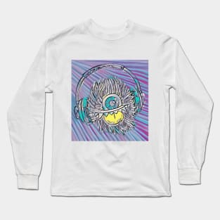 Purple and teal digital print with monster graphic Long Sleeve T-Shirt